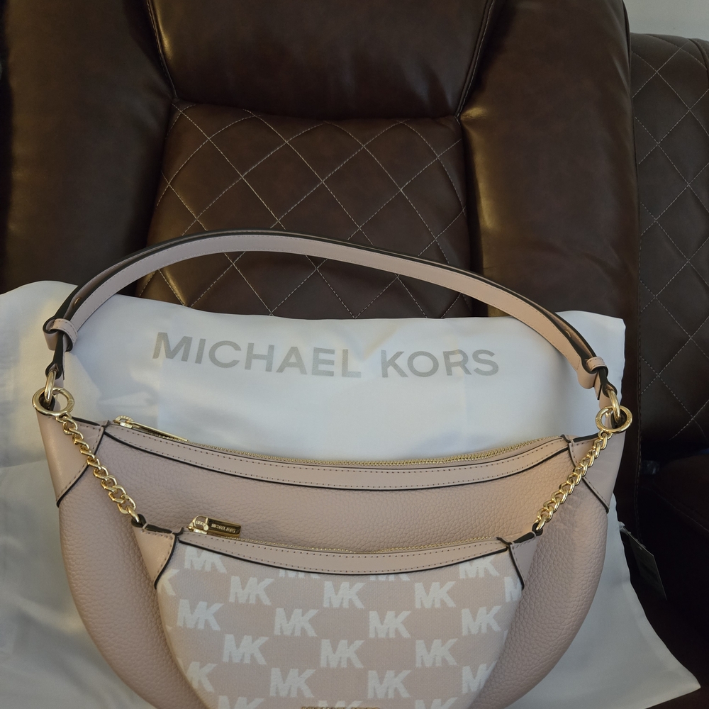 Michael Kors Pink Shoulder Bag with Gold Hardware